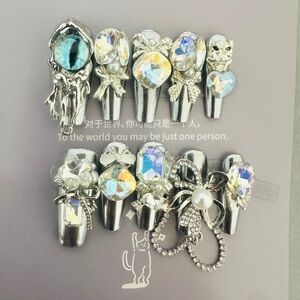 Silver and Crystal Nail Art Set